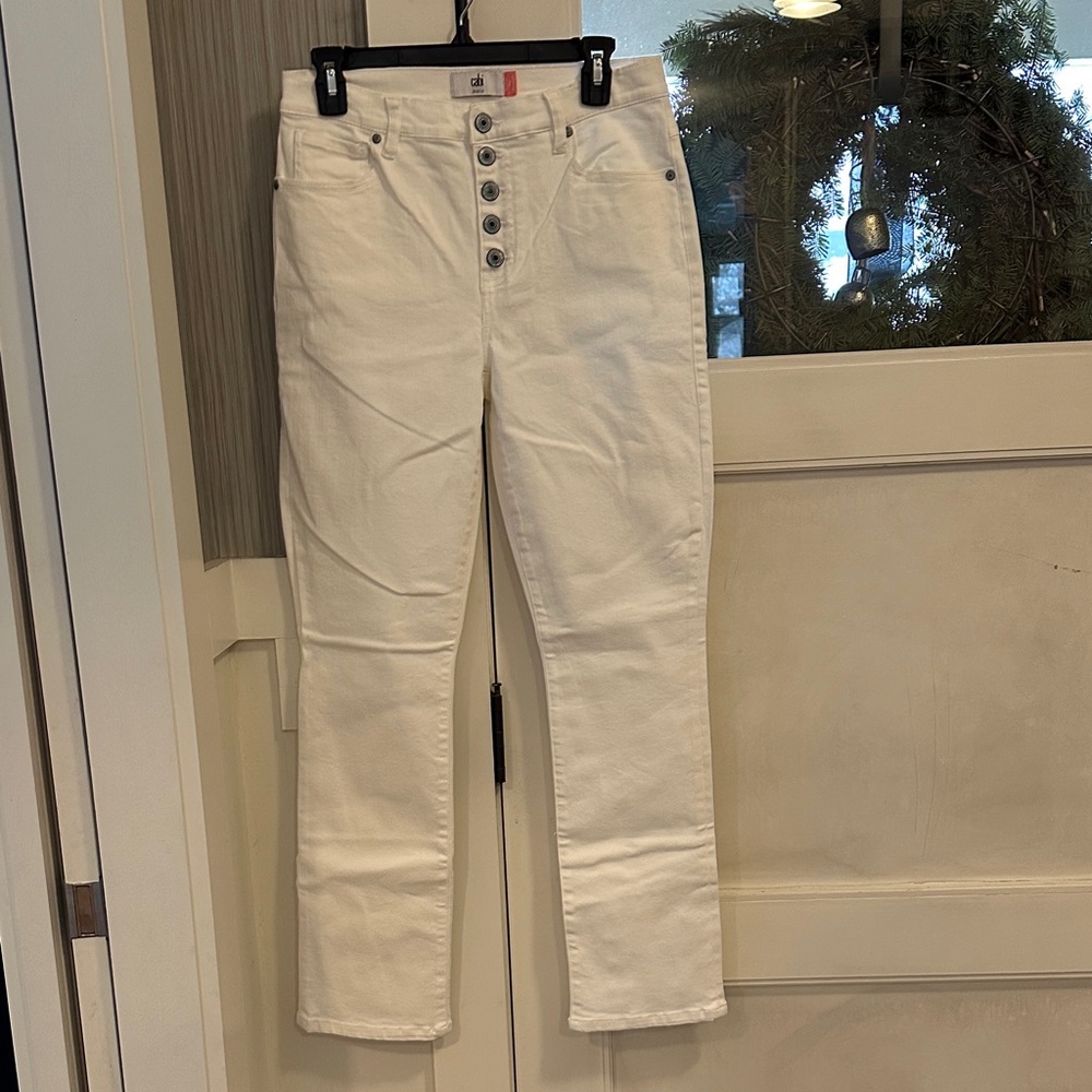 White High-Waisted Button-Fly Jeans